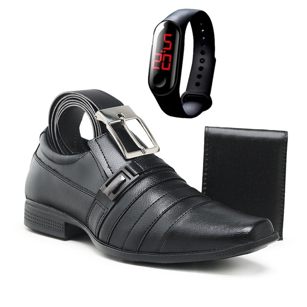 [¡COMPRÁ 1 Y LLEVATE 3 DE REGALO!] Zapatos de Cuero Premium + Cinturón + Billetera + Reloj Digital